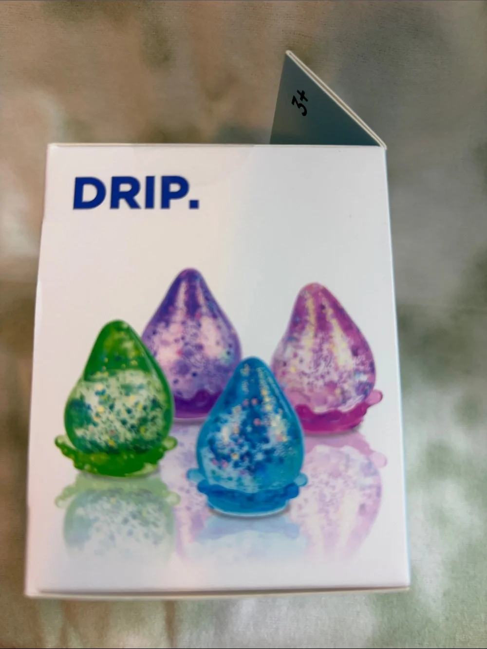 NIB Drip. Stress Toy Drop Shape Green Glitter Squish Squeezy Toy